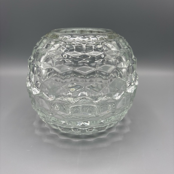 Fairy Lamp Light Cube Cubist Honeycomb Votive Candle Holder Facets Glass Vintage - Picture 2 of 5